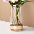 specially designing large gold rimmed clear glass vase